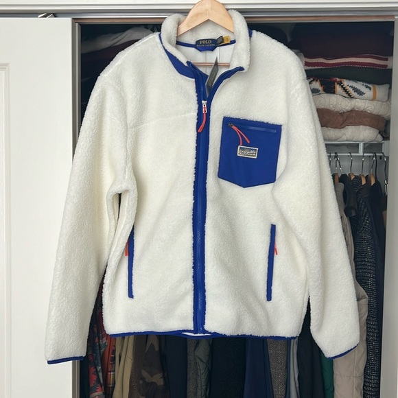 Polo Ralph Lauren Men’s Sherpa Fleece White Jacket Men’s Large - Picture 1 of 3